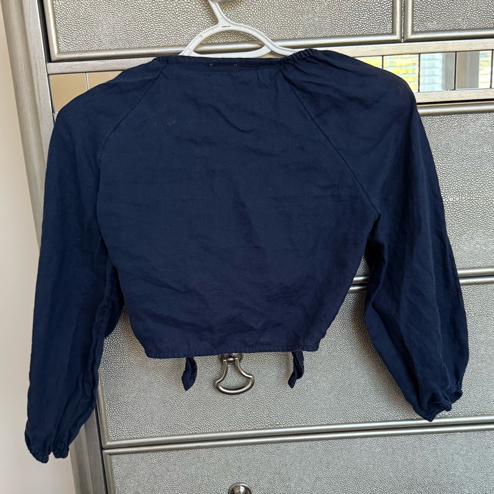 Wilfred Deep Blue Tie-Front Blouse - Picture 4 of 4